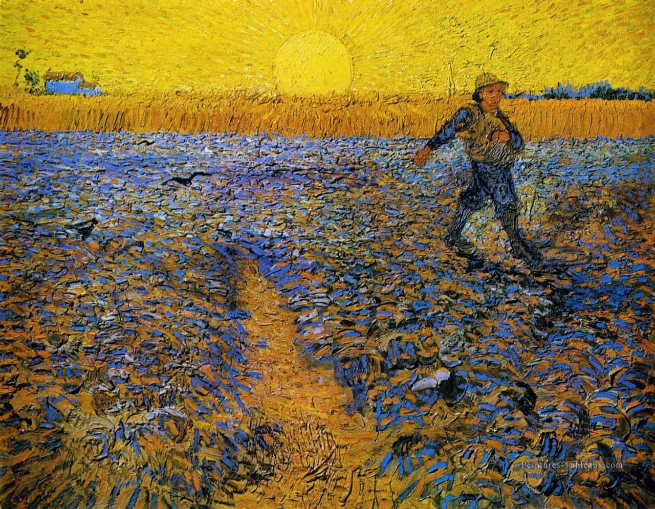 Semeur avec Soleil couchant après Millet Vincent van Gogh Peintures à l'huile
